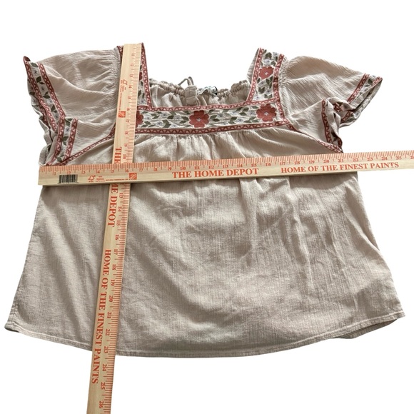 Madewell Boho Embroidered Peasant Top Avalon Pink Medium Floral Blouse Cotton - Picture 4 of 6